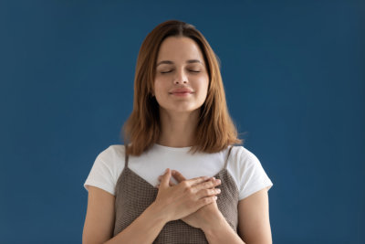 woman giving her warmth heart